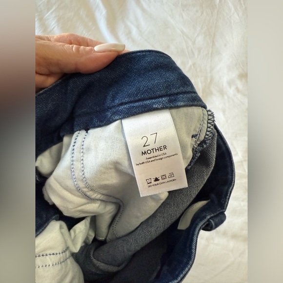 MOTHER | SZ 27 | Zipped Greaser Loop High Waist Crop Wide Leg Jeans Medium Wash - Picture 5 of 12